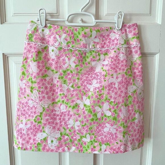Lilly Pulitzer Pink Gossip Butterfly Mini Skirt Size 2 - Picture 6 of 7